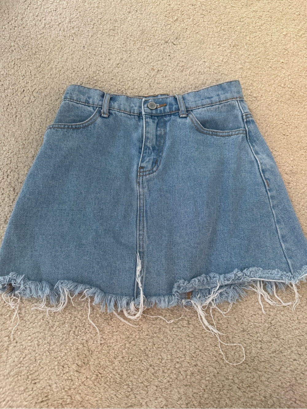 Denim Fringe Skirt
